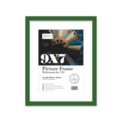 9X7" Green Frame With Mount For 7X5" Pictures 20mm Thin Edge Portrait And Landscape Display With Wall Hooks And Kickstand from B&Q
