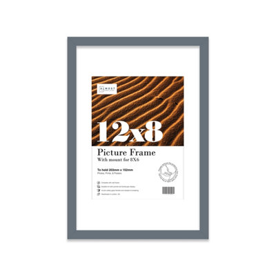 12X8" Grey Frame With Mount For 8X6" Pictures 20mm Slim Edge Portrait And Landscape Display With Wall Hooks And Kickstand from B&Q