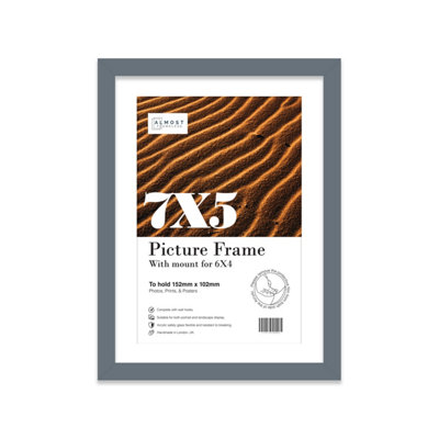 7X5" Grey Frame With Mount For 6X4" Pictures 20mm Slim Edge Portrait And Landscape Display With Wall Hooks And Kickstand from B&Q