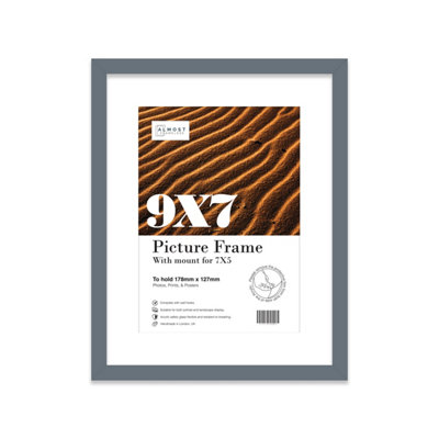 9X7" Grey Frame With Mount For 7X5" Pictures 20mm Slim Edge Portrait And Landscape Display With Wall Hooks And Kickstand from B&Q