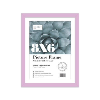 8X6" Lilac Frame With Mount For 7X5" Pictures 20mm Slim Edge Portrait And Landscape Display With Wall Hooks And Kickstand from B&Q