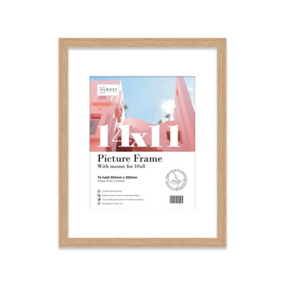 14X11" Oak Frame With Mount For 10X8" Pictures 20mm Slim Edge Portrait And Landscape Display With Wall Hooks And Kickstand from B&Q