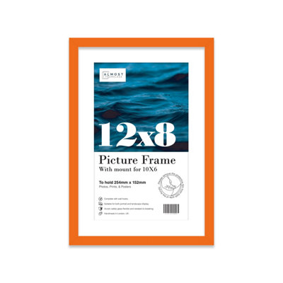 12X8" Orange Frame With Mount For 10X6" Pictures 20mm Thin Edge Portrait And Landscape Display With Wall Hooks And Kickstand from B&Q