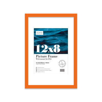 12X8" Orange Frame With Mount For 8X6" Pictures 20mm Slim Edge Portrait And Landscape Display With Wall Hooks And Kickstand from B&Q