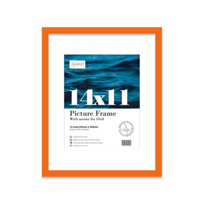 14X11" Orange Frame With Mount For 10X8" Pictures 20mm Thin Edge Portrait And Landscape Display With Wall Hooks And Kickstand from B&Q