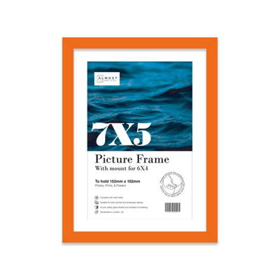 7X5" Orange Frame With Mount For 6X4" Pictures 20mm Slim Edge Portrait And Landscape Display With Wall Hooks And Kickstand from B&Q