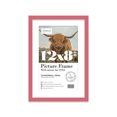 12X8" Pink Frame With Mount For 10X6" Pictures 20mm Slim Edge Portrait And Landscape Display With Wall Hooks And Kickstand from B&Q