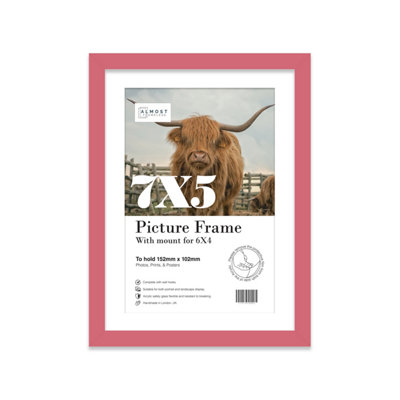 7X5" Pink Frame With Mount For 6X4" Pictures 20mm Thin Edge Portrait And Landscape Display With Wall Hooks And Kickstand from B&Q