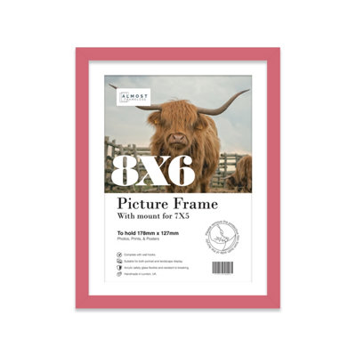 8X6" Pink Frame With Mount For 7X5" Pictures 20mm Slim Edge Portrait And Landscape Display With Wall Hooks And Kickstand from B&Q