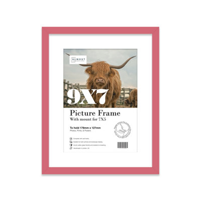 9X7" Pink Frame With Mount For 7X5" Pictures 20mm Thin Edge Portrait And Landscape Display With Wall Hooks And Kickstand from B&Q