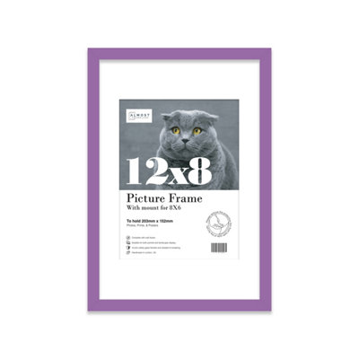 12X8" Purple Frame With Mount For 8X6" Pictures 20mm Slim Edge Portrait And Landscape Display With Wall Hooks And Kickstand from B&Q