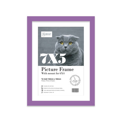 7X5" Purple Frame With Mount For 6X4" Pictures 20mm Slim Edge Portrait And Landscape Display With Wall Hooks And Kickstand from B&Q