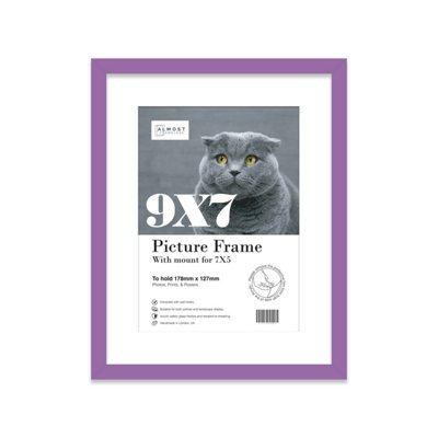9X7" Purple Frame With Mount For 7X5" Pictures 20mm Slim Edge Portrait And Landscape Display With Wall Hooks And Kickstand from B&Q