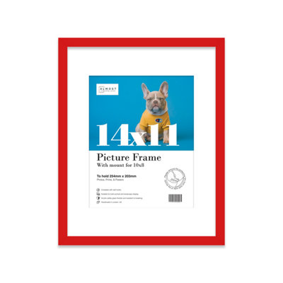14X11" Red Frame With Mount For 10X8" Pictures 20mm Slim Edge Portrait And Landscape Display With Wall Hooks And Kickstand from B&Q