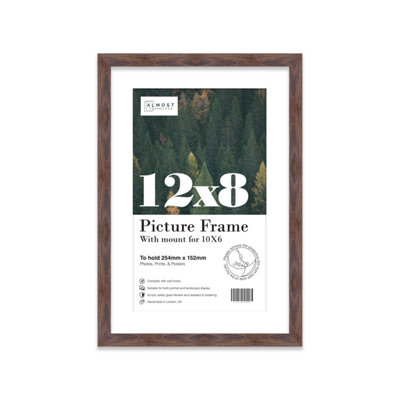12X8" Walnut Frame With Mount For 10X6" Pictures 20mm Thin Edge Portrait And Landscape Display With Wall Hooks And Kickstand from B&Q