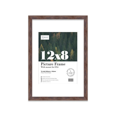 12X8" Walnut Frame With Mount For 8X6" Pictures 20mm Thin Edge Portrait And Landscape Display With Wall Hooks And Kickstand from B&Q