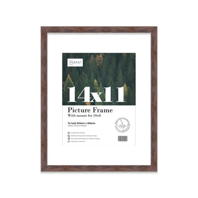 14X11" Walnut Frame With Mount For 10X8" Pictures 20mm Thin Edge Portrait And Landscape Display With Wall Hooks And Kickstand from B&Q
