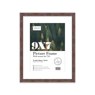 9X7" Walnut Frame With Mount For 7X5" Pictures 20mm Thin Edge Portrait And Landscape Display With Wall Hooks And Kickstand from B&Q