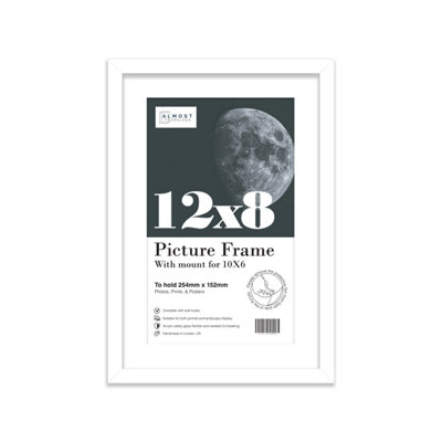12X8" White Frame With Mount For 10X6" Pictures 20mm Thin Edge Portrait And Landscape Display With Wall Hooks And Kickstand from B&Q