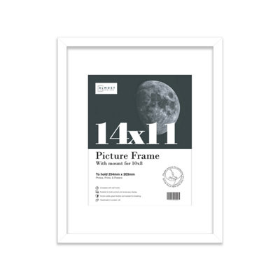 14X11" White Frame With Mount For 10X8" Pictures 20mm Thin Edge Portrait And Landscape Display With Wall Hooks And Kickstand from B&Q