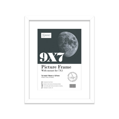 9X7" White Frame With Mount For 7X5" Pictures 20mm Thin Edge Portrait And Landscape Display With Wall Hooks And Kickstand from B&Q