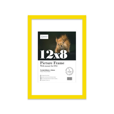12X8" Yellow Frame With Mount For 8X6" Pictures 20mm Thin Edge Portrait And Landscape Display With Wall Hooks And Kickstand from B&Q