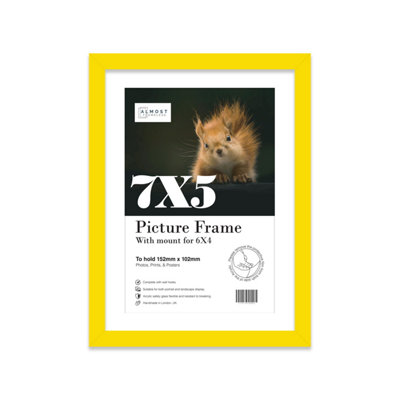 7X5" Yellow Frame With Mount For 6X4" Pictures 20mm Thin Edge Portrait And Landscape Display With Wall Hooks And Kickstand from B&Q