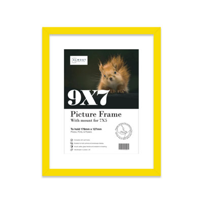 9X7" Yellow Frame With Mount For 7X5" Pictures 20mm Thin Edge Portrait And Landscape Display With Wall Hooks And Kickstand from B&Q