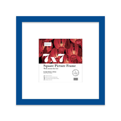 7X7" Blue Picture Frame7X7" Square Frame With 5X5" Mount For 7X7"/5X5" Pictures Art Deco Style Room Decor1 Pack from B&Q