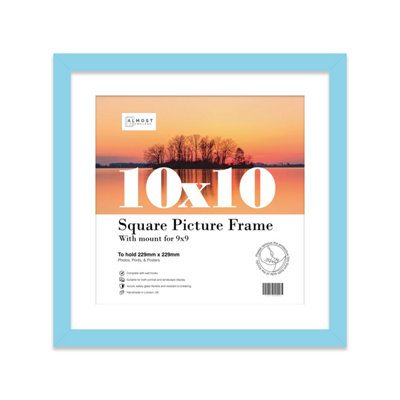 10X10" Light Blue Picture Frame10X10" Square Frame With 9X9" Mount For 10X10"/9X9" Pictures Moderrn Style Thin Edge1 Pack from B&Q