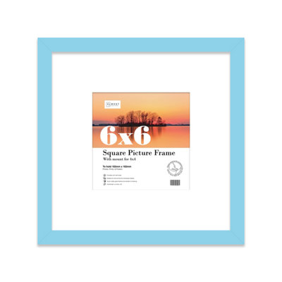6X6" Light Blue Picture Frame6X6" Square Frame With 4X4" Mount For 6X6"/4X4" Pictures Moderrn Style Thin Edge1 Pack from B&Q