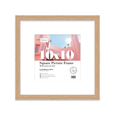 10X10" Oak Picture Frame10X10" Square Frame With 8X8" Mount For 10X10"/8X8" Pictures Moderrn Style Thin Edge1 Pack from B&Q