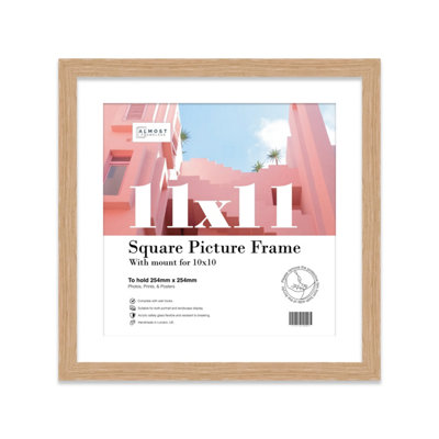 11X11" Oak Picture Frame11X11" Square Frame With 10X10" Mount For 11X11"/10X10" Pictures Vintage Style Room Decor1 Pack from B&Q