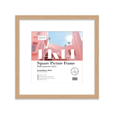 14X14" Oak Picture Frame14X14" Square Frame With 12X12" Mount For 14X14"/12X12" Pictures Moderrn Style Thin Edge1 Pack from B&Q