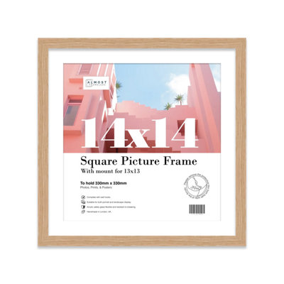 14X14" Oak Picture Frame14X14" Square Frame With 13X13" Mount For 14X14"/13X13" Pictures Moderrn Style Thin Edge1 Pack from B&Q