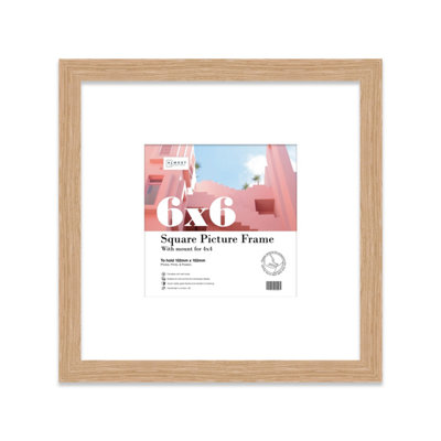 6X6" Oak Picture Frame6X6" Square Frame With 4X4" Mount For 6X6"/4X4" Pictures Moderrn Style Thin Edge1 Pack from B&Q