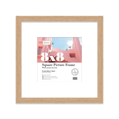 8X8" Oak Picture Frame8X8" Square Frame With 6X6" Mount For 8X8"/6X6" Pictures Vintage Style Thin Edge1 Pack from B&Q