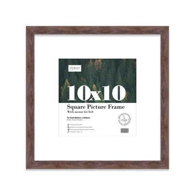 10X10" Walnut Picture Frame10X10" Square Frame With 8X8" Mount For 10X10"/8X8" Pictures Vintage Style Wall Art1 Pack from B&Q