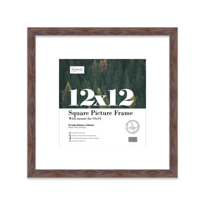 12X12" Walnut Picture Frame12X12" Square Frame With 10X10" Mount For 12X12"/10X10" Pictures Moderrn Style Thin Edge1 Pack from B&Q