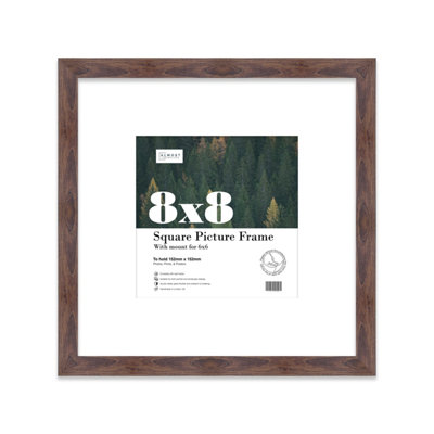 8X8" Walnut Picture Frame8X8" Square Frame With 6X6" Mount For 8X8"/6X6" Pictures Moderrn Style Thin Edge1 Pack from B&Q