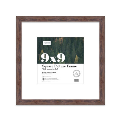 9X9" Walnut Picture Frame9X9" Square Frame With 7X7" Mount For 9X9"/7X7" Pictures Vintage Style Wall Art1 Pack from B&Q