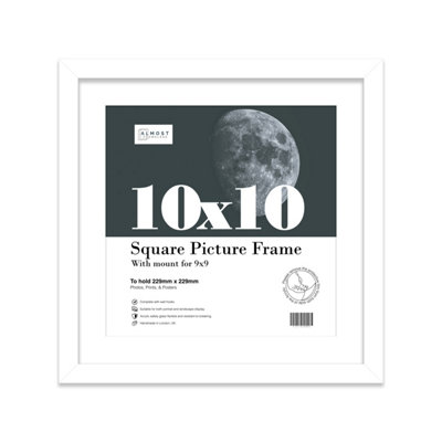 10X10" White Picture Frame10X10" Square Frame With 9X9" Mount For 10X10"/9X9" Pictures Moderrn Style Thin Edge1 Pack from B&Q