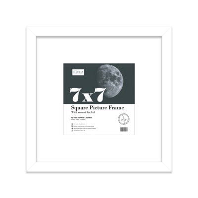 7X7" White Picture Frame7X7" Square Frame With 5X5" Mount For 7X7"/5X5" Pictures Moderrn Style Thin Edge1 Pack from B&Q