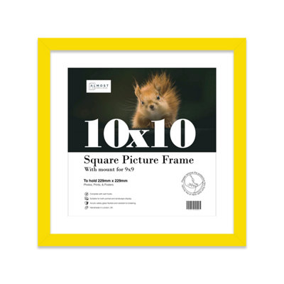 10X10" Yellow Picture Frame10X10" Square Frame With 9X9" Mount For 10X10"/9X9" Pictures Vintage Style Wall Art1 Pack from B&Q
