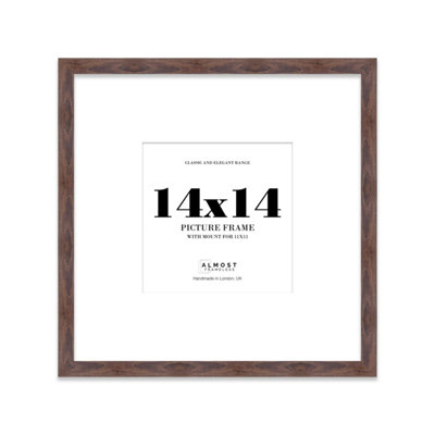 14X14" Walnut Picture Frame14X14" Square Frame With 11X11" Mount For 14X14"/11X11" Pictures Moderrn Style Thin Edge1 Pack from B&Q