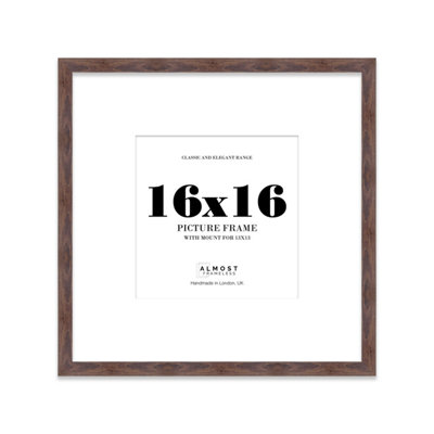 16X16" Walnut Picture Frame16X16" Square Frame With 13X13" Mount For 16X16"/13X13" Pictures Moderrn Style Thin Edge1 Pack from B&Q