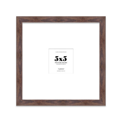 5X5" Walnut Picture Frame5X5" Square Frame With 2X2" Mount For 5X5"/2X2" Pictures Classic Style Room Decor1 Pack from B&Q