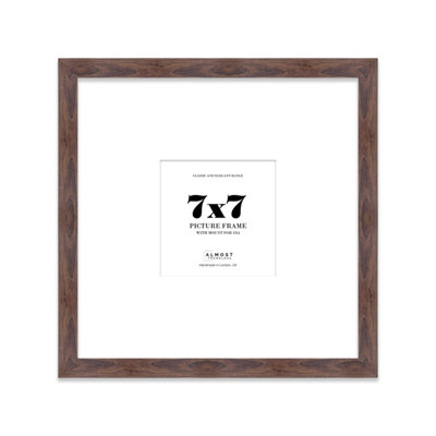7X7" Walnut Picture Frame7X7" Square Frame With 4X4" Mount For 7X7"/4X4" Pictures Luxurious Style Wall Art1 Pack from B&Q