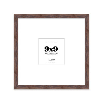 9X9" Walnut Picture Frame9X9" Square Frame With 6X6" Mount For 9X9"/6X6" Pictures Moderrn Style Thin Edge1 Pack from B&Q