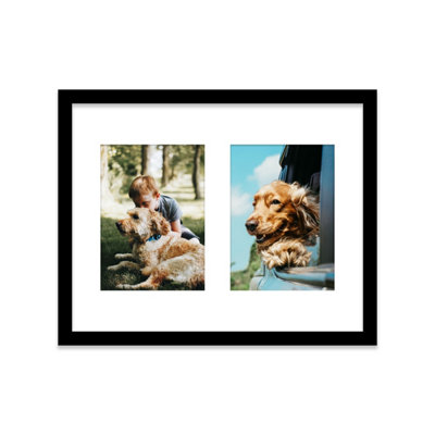  - 14X11 Inch 2 Opening Photo Collage FrameDisplay Two 7X5 Inch PhotosMulti Aperture Family Picture FrameBlack